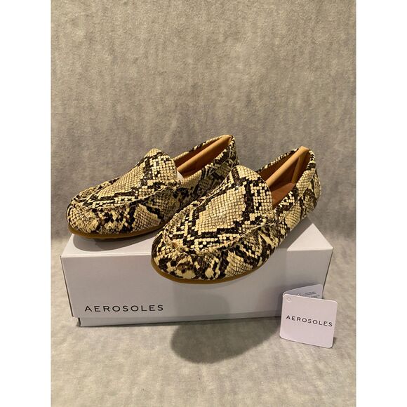 Womens Aerosoles Sz 5.5M Over Drive Loafer Natural Snake Print‎ Flats - Picture 7 of 8